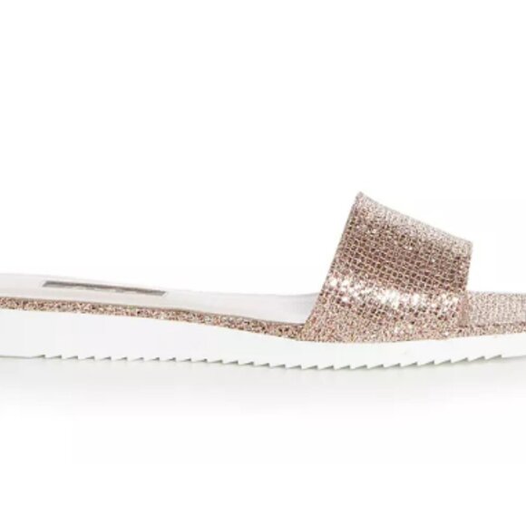 SJP Sarah Jessica Parker Tropez Glitter Slide Sandals Rose Gold 40 Made in Italy - Picture 1 of 6